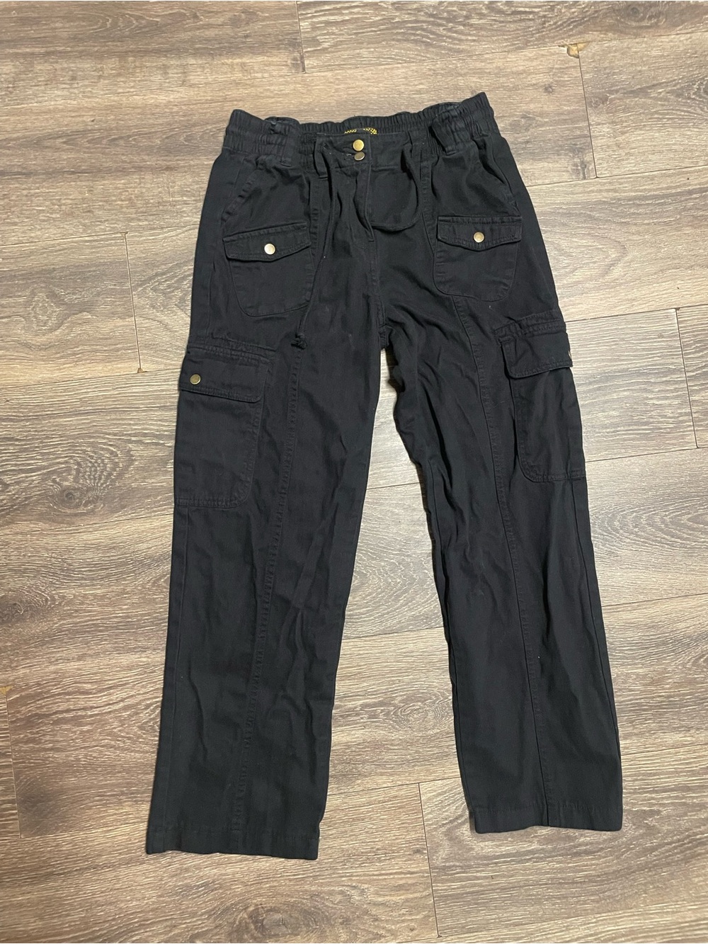 Taxi woman’s Black Cargo Pants with Elastic Waist skater style pockets goth